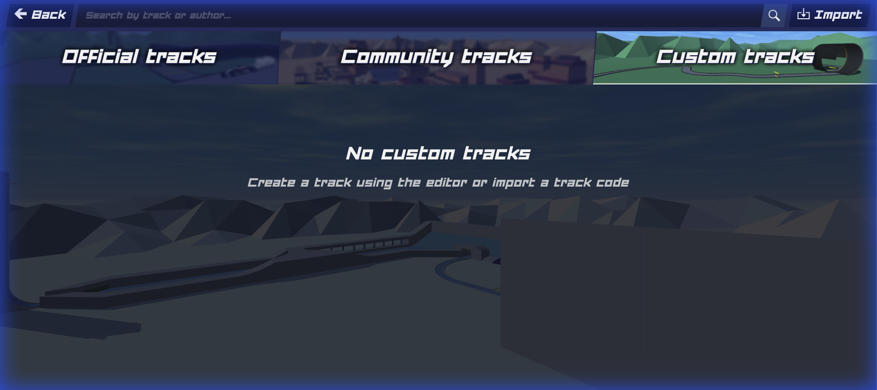 Custom Tracks Tab