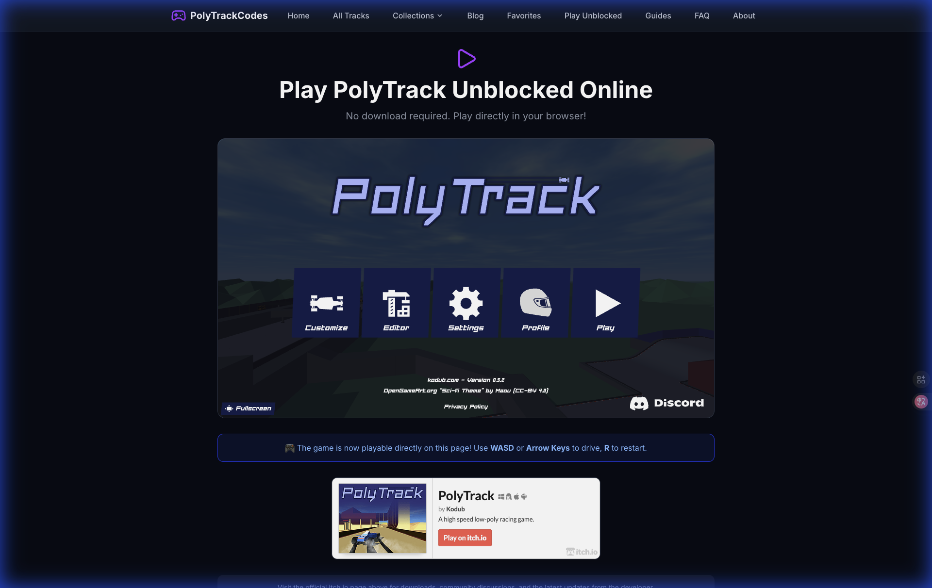 PolyTrack Main Menu