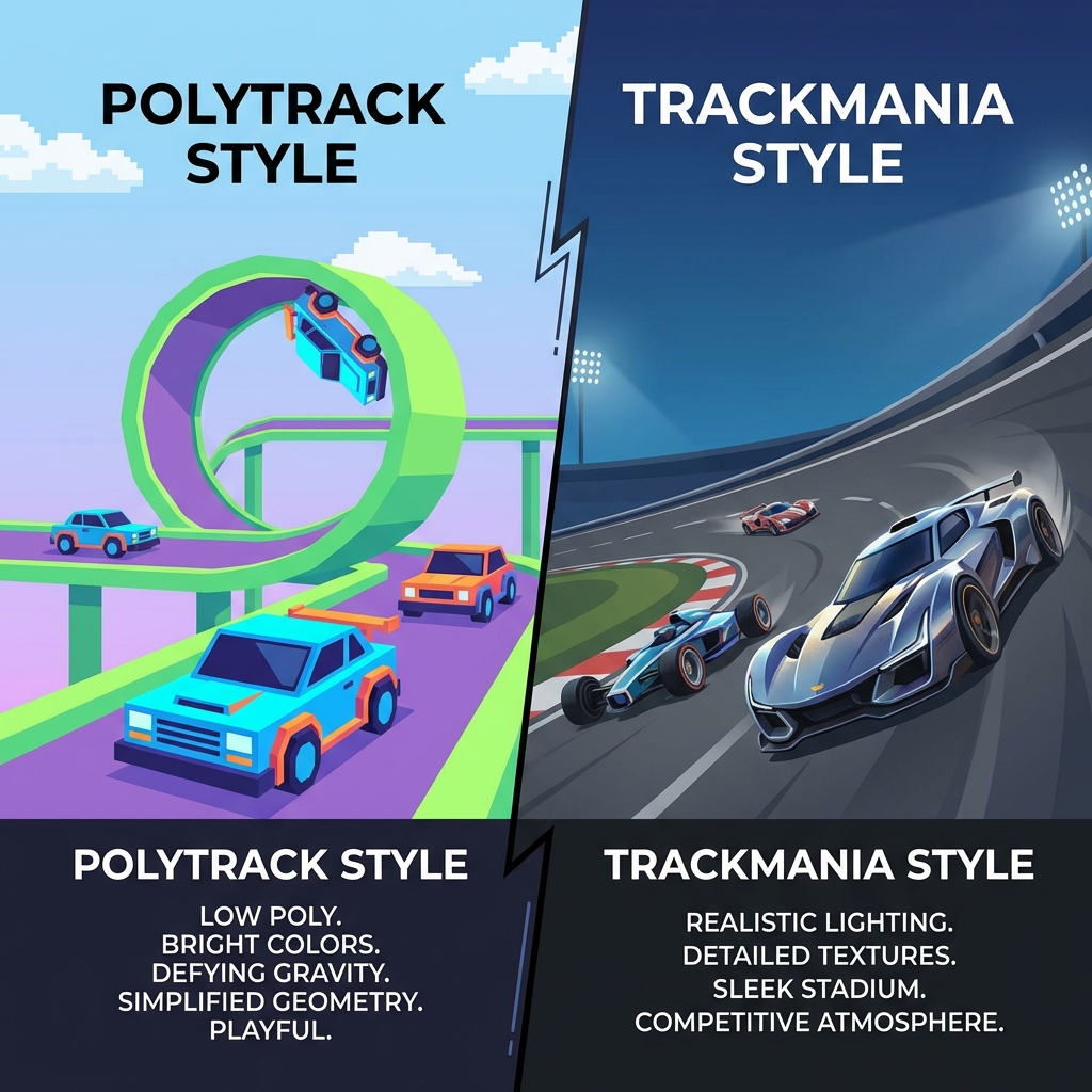 PolyTrack vs TrackMania Physics Comparison
