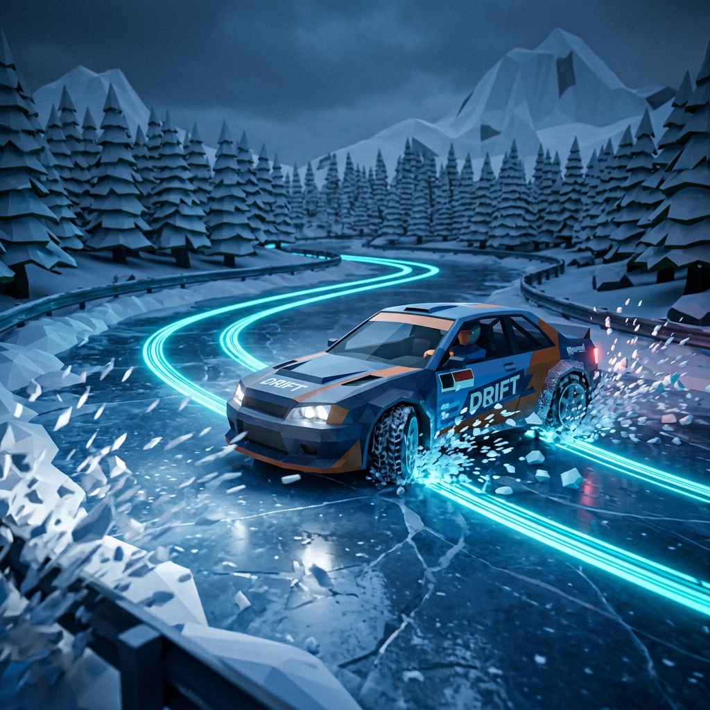 Controlled drift on an icy Winter track
